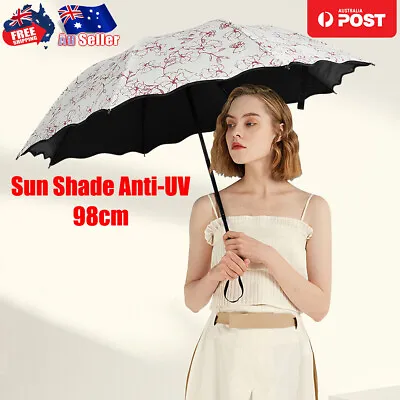 $19.98 • Buy Women 3 Folding Flower Umbrella Anti-UV Sun Rain Windproof Protection Parasol AU