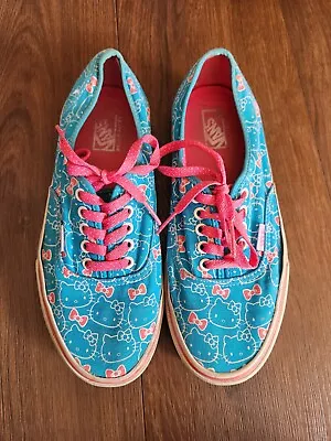 Hello Kitty Vans Shoes Pink & Blue Print Sneakers Men Size 8.5 Women Size 10 • $45