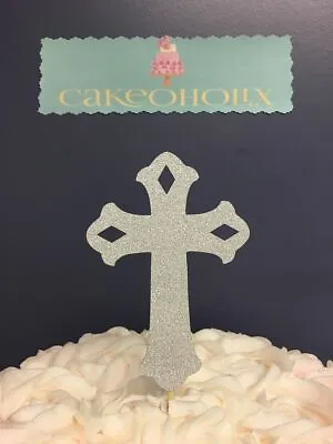 £5.50 • Buy Religious Cross Glitter Celebration Baptism Christening Communion Cake Topper