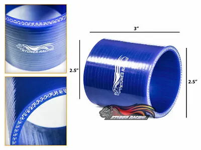BLUE 2.5  63mm 3-ply Silicone Hose Coupler Turbo Intake Intercooler For Chrysler • $10.79