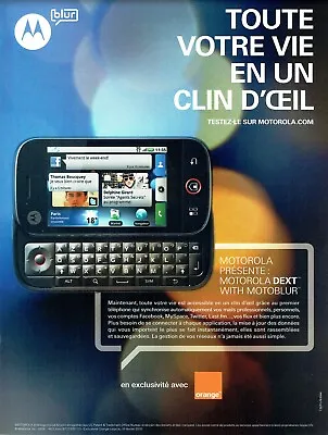 2009 Advertising 109 Orange Motorola BLUR Dext With Motoblur • $3.19