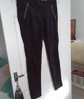 Next Black Velvet Stretch Skinny Jeans Size 14 • £7