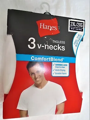 $30 • Buy 3 Hanes V-Neck T-Shirts 2XL QUICK DRYING SHRINKS LESS DURABLE Comfort Blend Men