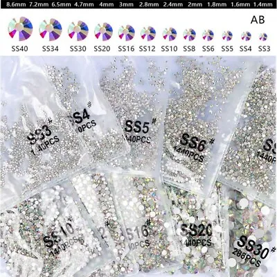 1440pcs Crystal Nail Art Rhinestones FlatBack Glitter Diamond 3D Tips Decoration • $3.95