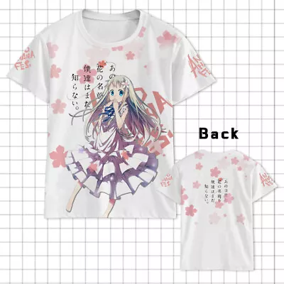 Anime Anohana Honma Meiko Casual Short Sleeve Cosplay White T-shirt Tops Tee • $24.50