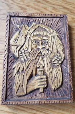 Green Man Hand-made Carved Ornament Wooden Pagan Spirits Size 11 X 15 Cm • £7.22
