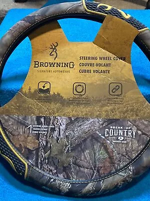 Browning Mossy Oak Camo Grip Steering Wheel Cover Yellow Buckmark • $29