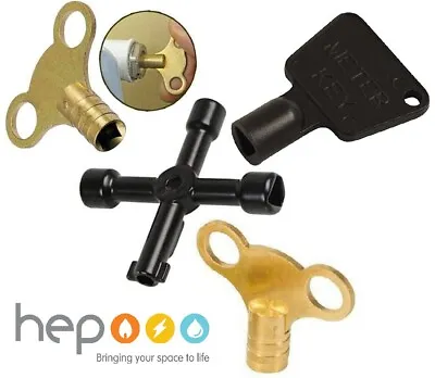 Radiator Bleed Key Plumbing Solid Brass Clock Keys Meter Key 4way Utility Key • £2.25