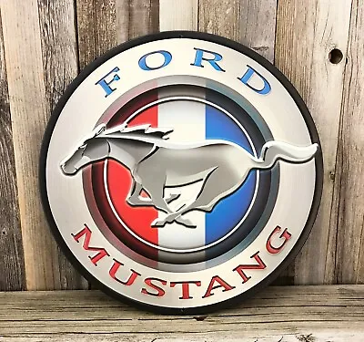 Ford Mustang 12  Embossed Metal Tin Sign Car Vintage Garage Emblem Auto New • $30.95