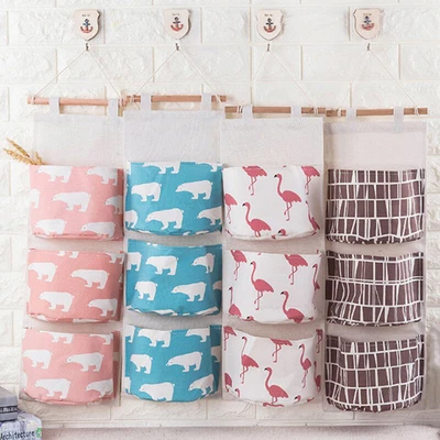 £4.74 • Buy Hanging Storage Bag 3 Pockets Wall Mounted Wall Pouch Cosmetic Toys Organizer-vi