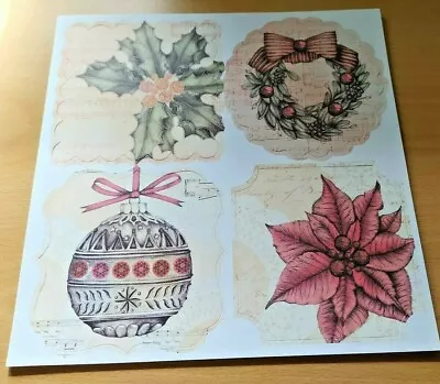 Craftwork Cards - Vintage Christmas Toppers For Candi - Coral/Brown - 2 Sheets • £3.25