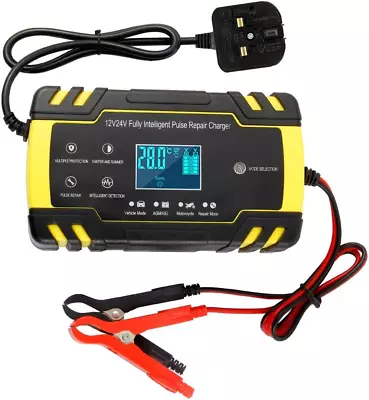 Dandelionsky Car Battery Charger And Maintainer 12V 24V 3-Stage Automatic With • £32.16