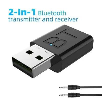 Bluetooth 5.0 USB Wireless Transmitter Receiver 2in1 Audio Adapter 3.5mm Aux Car • $3.59