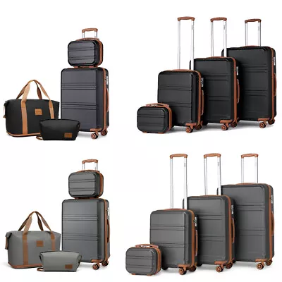 4PCS Set Hard Shell ABS 4 Wheels Suitcase Cabin Luggage Vanity Case Travel Bags • £89.99