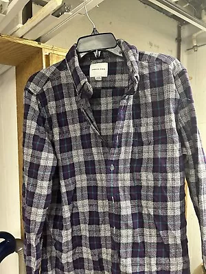 American Eagle Button Up Long Sleeve Flannel Men's Size Medium Purple Grey • $10.50