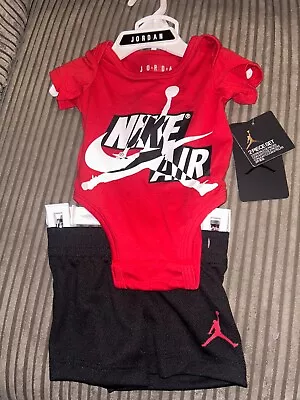 Nike Air Jordan Baby Boy Tick Vest Body Suit Shorts Set Size Newborn NWT • £19.99