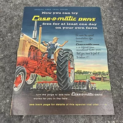 1960s J. I. Case Tractor Fold-out Brochure 'Now You Can Try Case-o-Matic Drive' • $35