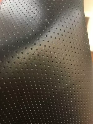  SEMI PERFORATED BLACK Faux Leather Vinyl Commercial Grade Upholstery 54  Wide  • $27.95