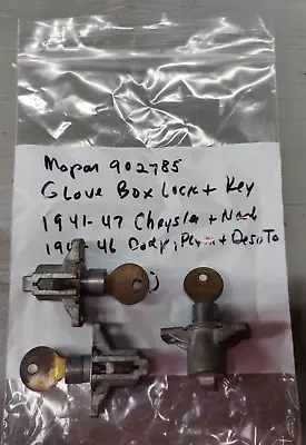 OEM Mopar Glove Box Lock W/ Keys # 902785 / Fits 1941-1947 Chrysler • $34.99