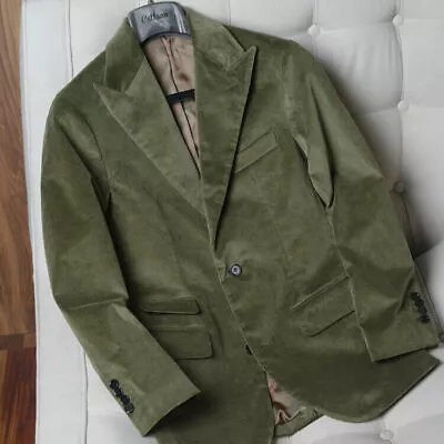 Men's Vintage Blazer Jacket Classic Corduroy Peak Lapel Sport Casual Suit Coat • $76.62