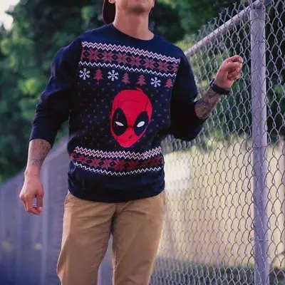 $24.49 • Buy Marvel's Deadpool Black Ugly Holiday Christmas Sweater FLEECE Small S  NWT
