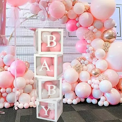 4PCS Wedding Baby Shower Transparent Balloon Box Birthday Party Decor UK • £3.99