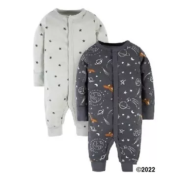 Gerber Modern Moments Baby Boy 2-Piece Gray Space/Fox Coverall Size 0-3M • $12.99