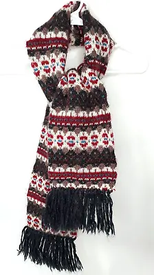 Aris Acrylic Fiber Womens Knit Scarf Multi Color Fringed Soft Fuzzy 5' • $9.96
