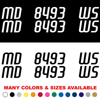 Custom Boat Registration Numbers Jet Ski Letters Decals Set Of 2 3  X 18  Xm • $13.45