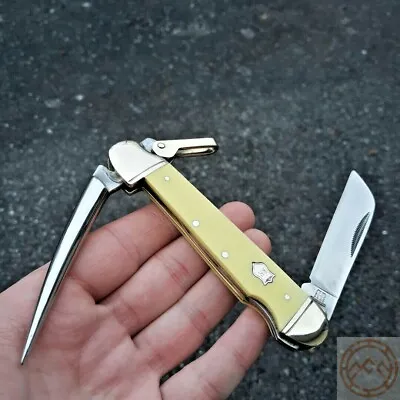 Rough Ryder Marlin Spike Pocket Knife 440 Steel Blade Yellow Synthetic Handle • $18.09