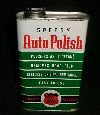 RARE Mint Phillips 66 1940's Auto Polish One Pint Metal Tin Oil Can • $125