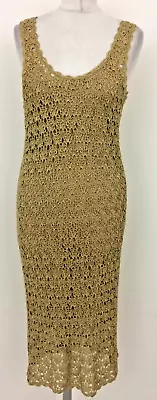 Principles Women's Dress Size M Gold Crotchet Sleeveless Lined Midi New F1 • £9.99