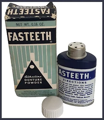 Vintage Fasteeth Trial Size Alkaline Denture Powder In Original Box - .16 Oz • $8.99