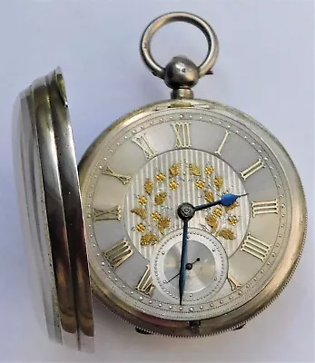 NO RESERVE HM 1902 BIG Halpern Of Manchester Silver Pocket Watch Vintage Antique • $86.32