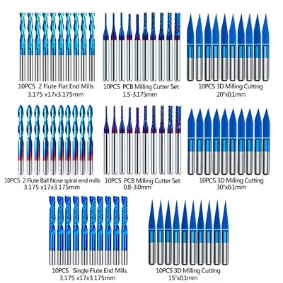 80pcs End Mills 1/8  Shank CNC Router Bits CNC Milling Cutter Tool Carving Bit  • $46.59