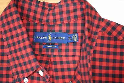 Ralph Lauren Shirt Mens XL Classic Fit Buffalo Plaid Long Sleeve Casual Workwear • $24.88