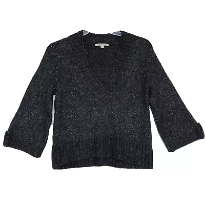 Carolyn Taylor Wool Mohair Blend Deep V Neck Sweater Womens XL Gray 3/4 Sleeve • $22.48