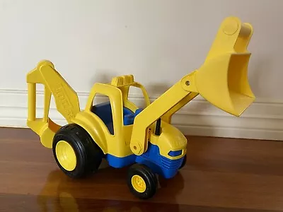 Tonka Plastic Sandbox Toy Yellow And Blue Backhoe Construction Vehicle • $40