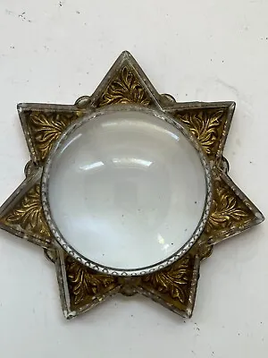 Vintage Victorian Solid Glass Magnifying Paper Weight 7 Point Mourning Star • $75