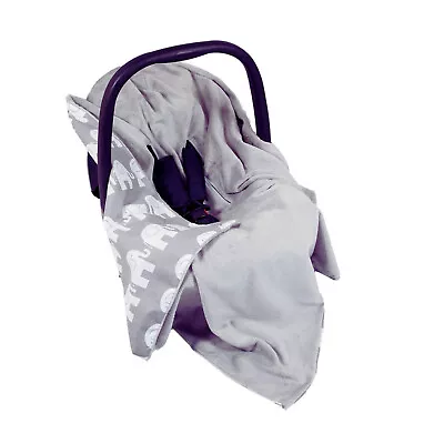 Grey And White Elephants Baby Wrap Car Seat Blanket Wrap Cover Cosytoes 100x100 • £19.99