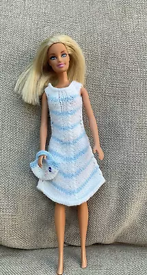 Blue & White Chevron Dress & Bag For Barbie /cindy Style Doll. • $3.42