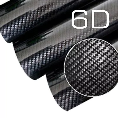 1.5M X 5M Gloss 6D Carbon Fibre Black Car Vinyl Wrap Air Release Decal Sticker  • $115