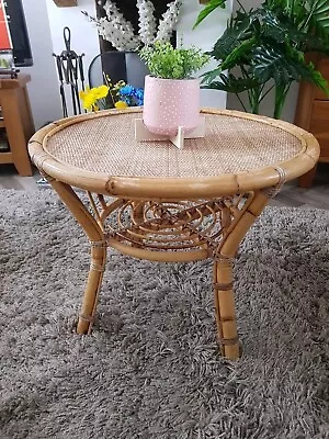 Vintage Bamboo Cane Round Coffee Table • £60