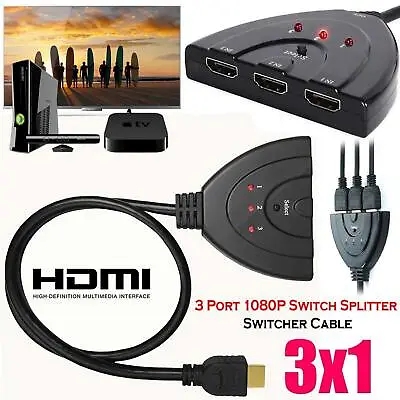 3 Port HDMI Splitter Cable 1080P Switch Switcher HUB Adapter For HDTV PS4 Xbox • $5.89