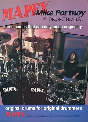 1996 Print Ad Of Mapex Drum Kit W Mike Portnoy Dream Theater • $9.99