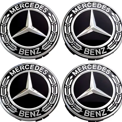 4Pcs Fit Mercedes Benz 75mm Hubcaps Wheel Center Caps Rim Emblem Logo Black • $19.99