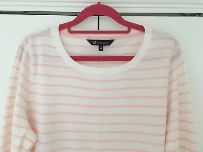 £18.50 • Buy Crew Clothing NEW Lightweight Pink Striped Cotton/linen Jumper Size 18 BNWOT