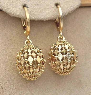 $3.47 • Buy Fashion Yellow Gold Plated Hollow Drop Earrings Wedding Jewelry Gifts For Women
