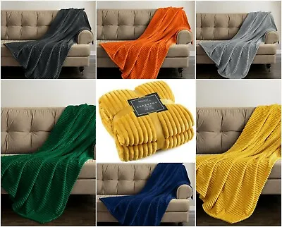 £12.95 • Buy Fleece Faux Fur Warm Corduroy Large Cord Soft Sofa Throw Plush Bed Blanket 