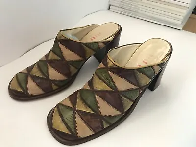 Miu Miu Shoes Brown Green Beige Patchwork Size 40 Vintage 90s • £110